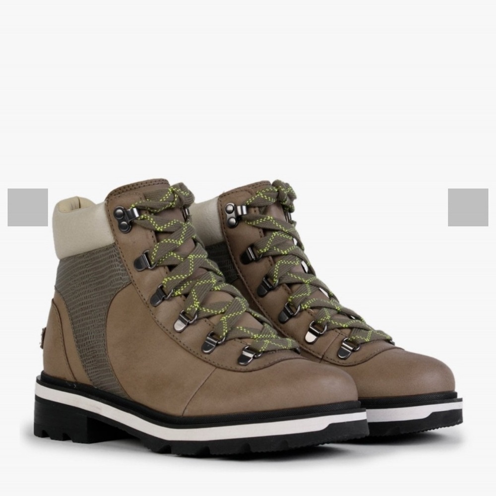 Sorel Lennox Stone Green Laurel Leaf Leather Hiker STKD Waterproof Boots